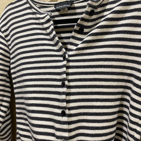 Jacques Michel Cropped Button Sweater Blue & White - Picture 5 of 5